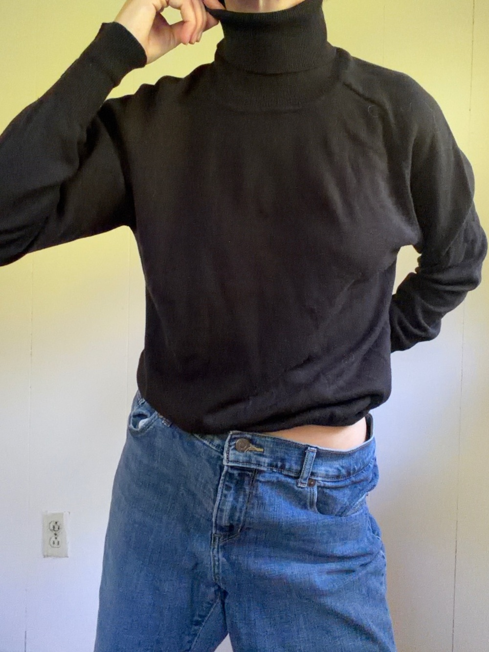 vintage 90s 100% cotton black turtleneck jumper sweater 90s butter mom